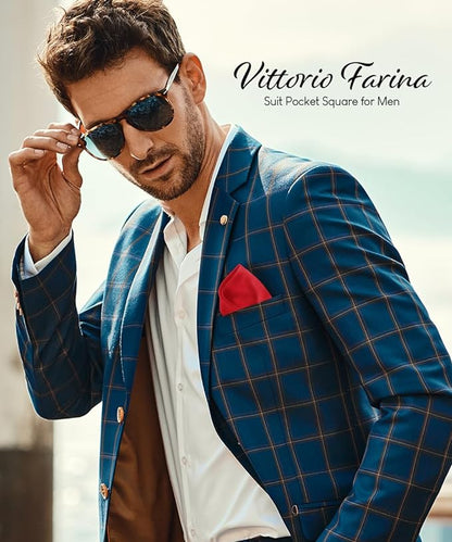 Vittorio Farina Men's Silky Satin Square Pocket Square - Suits You Sir - Red - 17x17