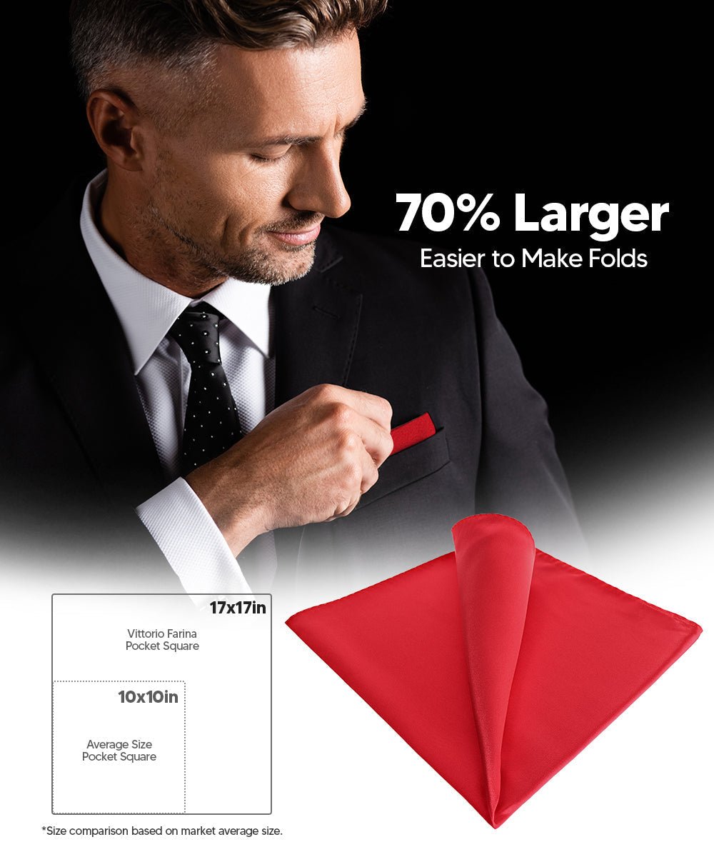 Vittorio Farina Men's Silky Satin Square Pocket Square - Suits You Sir - Red - 17x17