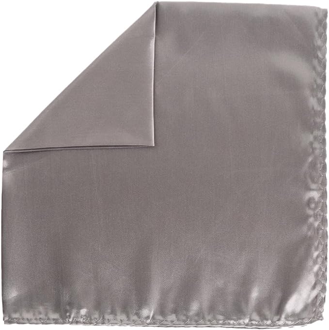 Vittorio Farina Men's Silky Satin Square Pocket Square - Suits You Sir - Silver - 17x17