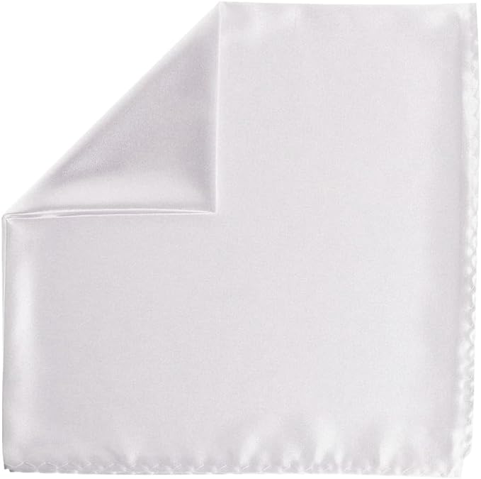 Vittorio Farina Men's Silky Satin Square Pocket Square - Suits You Sir - White - 17x17