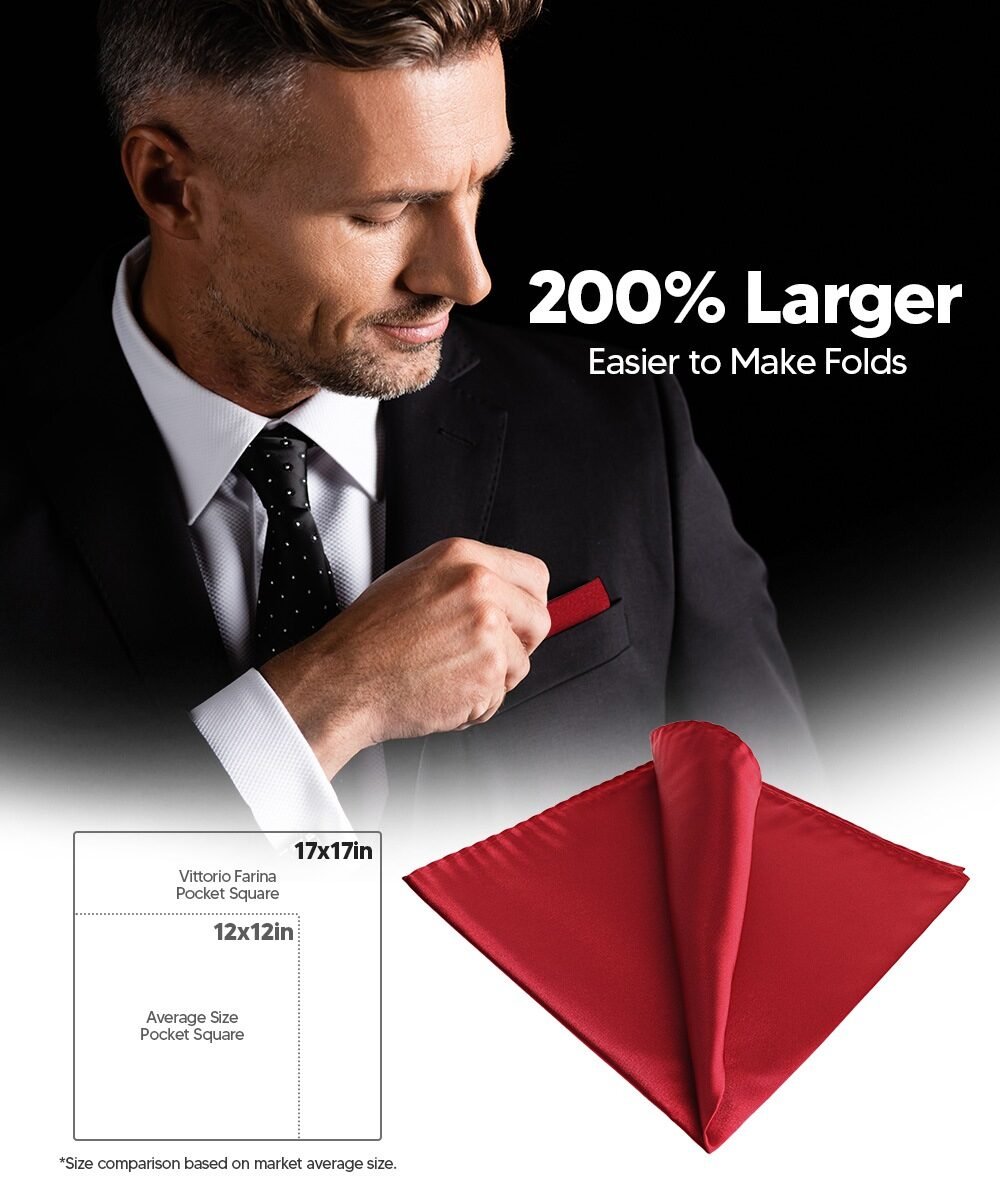 Vittorio Farina Men's Silky Satin Square Pocket Square - Suits You Sir - Wine - 17x17