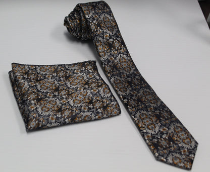 Vittorio Farina Men's Skinny Design Satin Necktie and Pocket Square - Suits You Sir - SD - 0001 - 