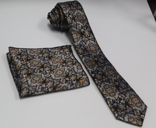 Vittorio Farina Men's Skinny Design Satin Necktie and Pocket Square - Suits You Sir - SD - 0001 - 