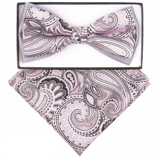 Vittorio Farina Men's Two Tone Design Bow Tie & Pocket Square in Gift Box - Suits You Sir - tbh - 1102 - 