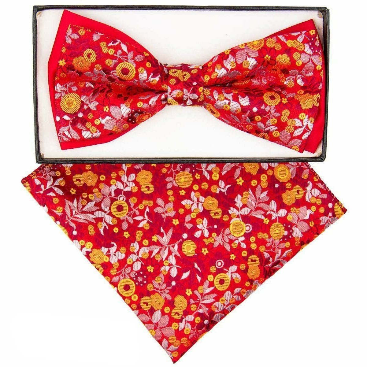 Vittorio Farina Men's Two Tone Design Bow Tie & Pocket Square in Gift Box - Suits You Sir - tbh - 1120 - 