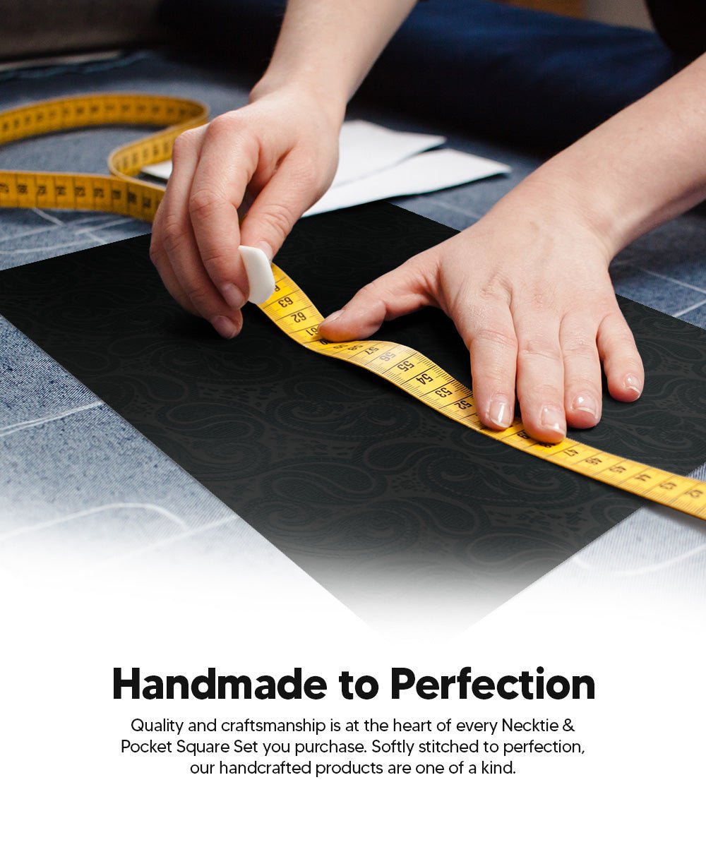 Vittorio Farina Men's Woven Paisley Necktie and Pocket Square (Multipack) - Suits You Sir - Black - 