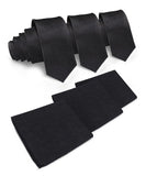 Vittorio Farina Men's Woven Paisley Necktie and Pocket Square (Multipack) - Suits You Sir - Black - 