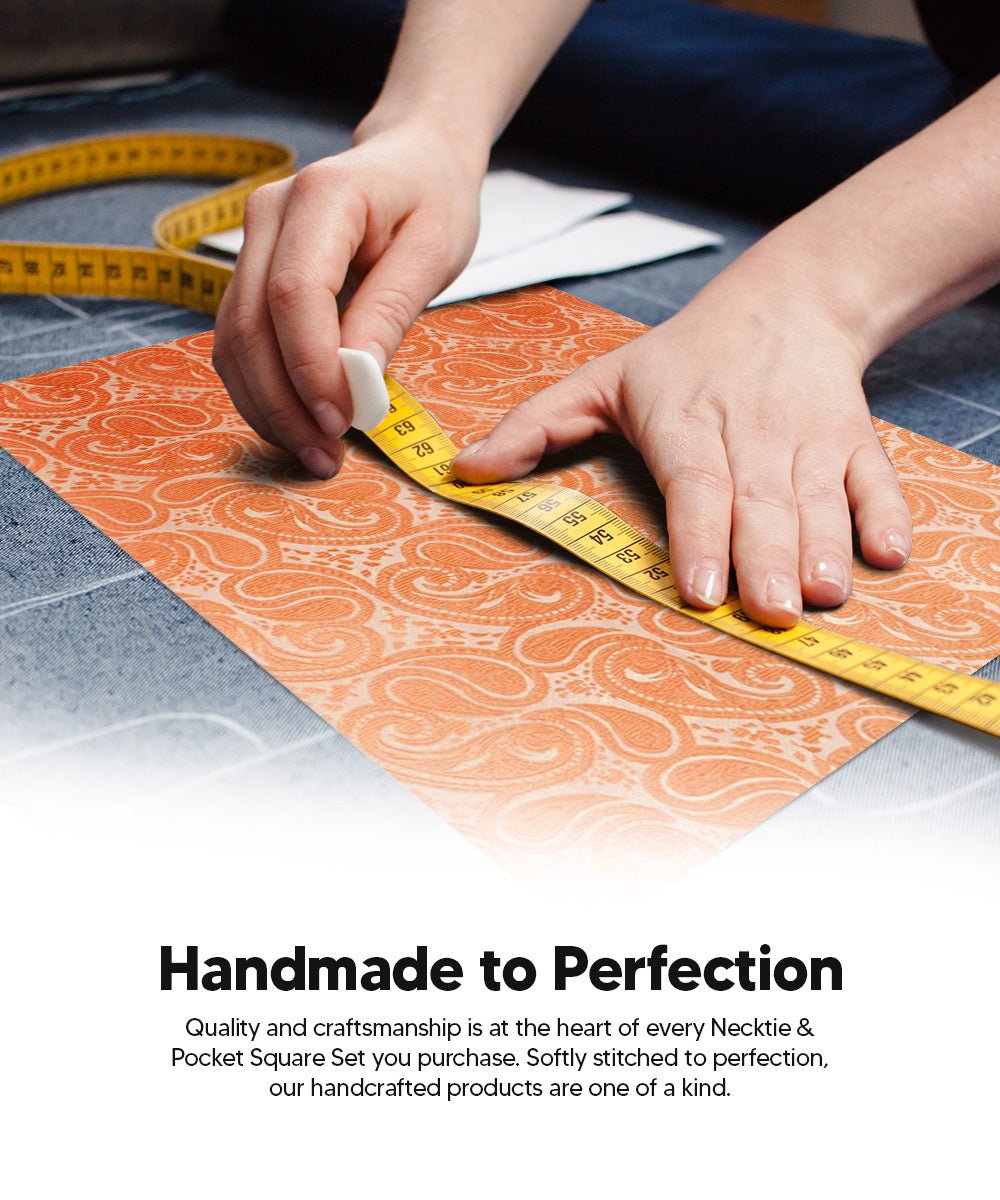 Vittorio Farina Men's Woven Paisley Necktie and Pocket Square (Multipack) - Suits You Sir - Burgundy/Brown/Burnt Orange - 