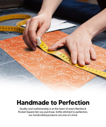 Vittorio Farina Men's Woven Paisley Necktie and Pocket Square (Multipack) - Suits You Sir - Burgundy/Brown/Burnt Orange - 