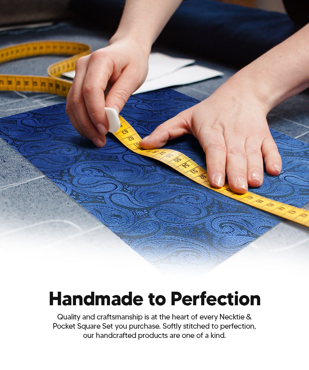 Vittorio Farina Men's Woven Paisley Necktie and Pocket Square (Multipack) - Suits You Sir - Navy Blue/Royal Blue/Turquoise - 