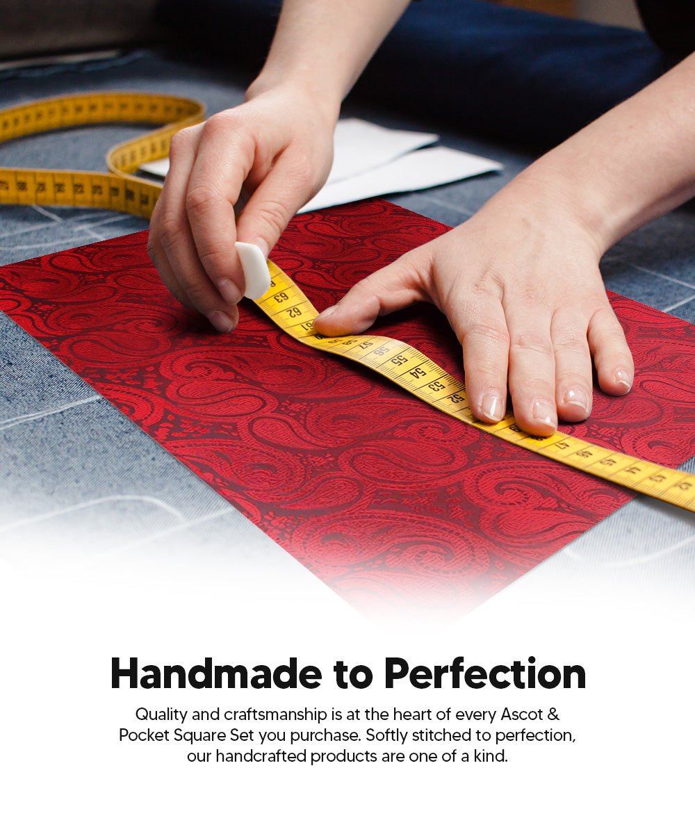 Vittorio Farina Men's Woven Paisley Necktie and Pocket Square (Multipack) - Suits You Sir - Red - 