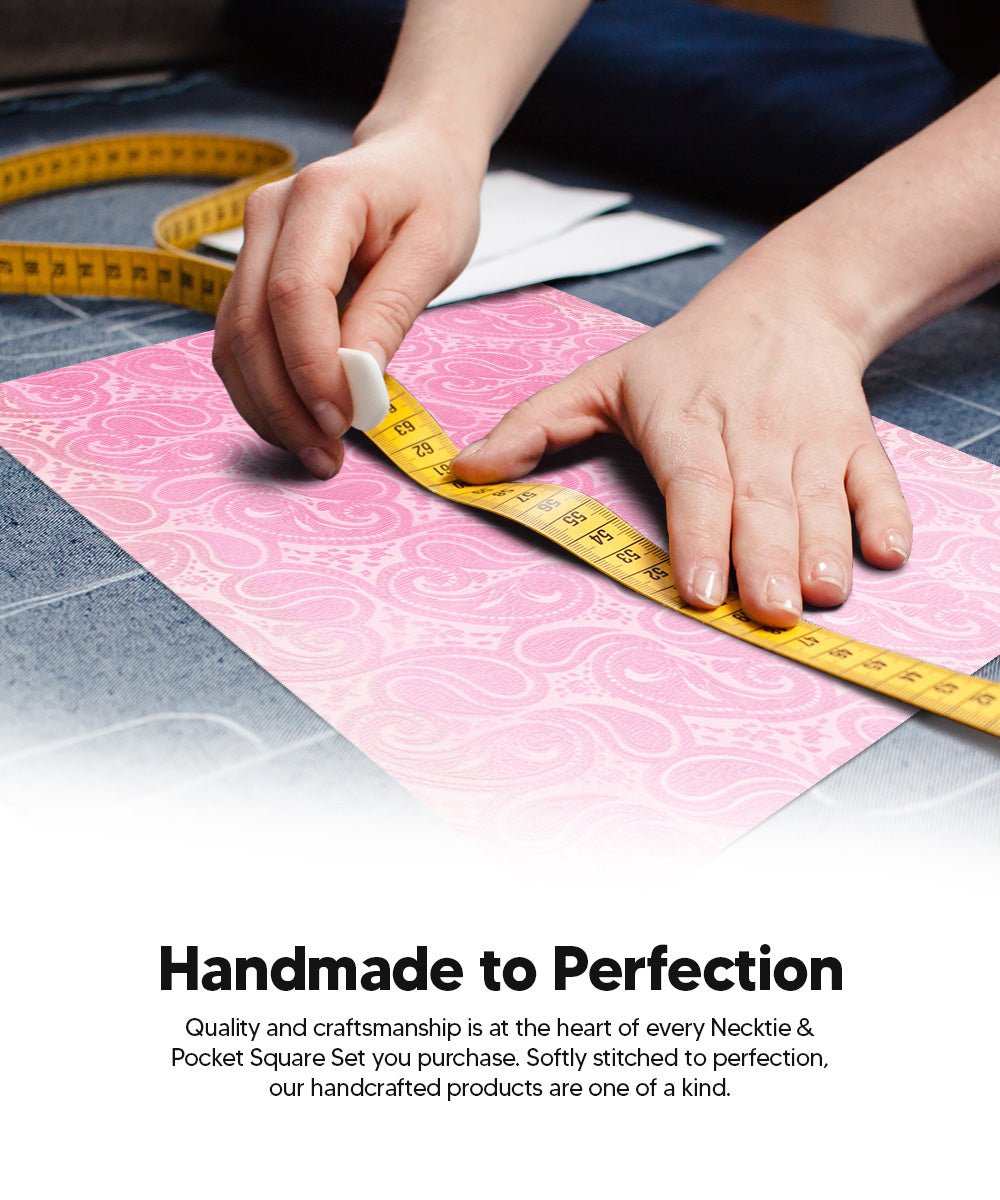 Vittorio Farina Men's Woven Paisley Necktie and Pocket Square (Multipack) - Suits You Sir - Sky Blue/Pink/Lavender - 