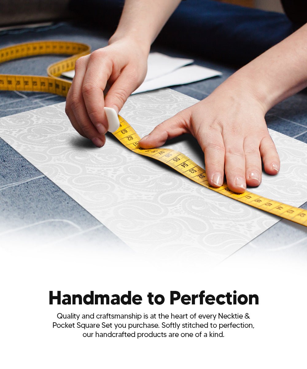 Vittorio Farina Men's Woven Paisley Necktie and Pocket Square (Multipack) - Suits You Sir - White - 