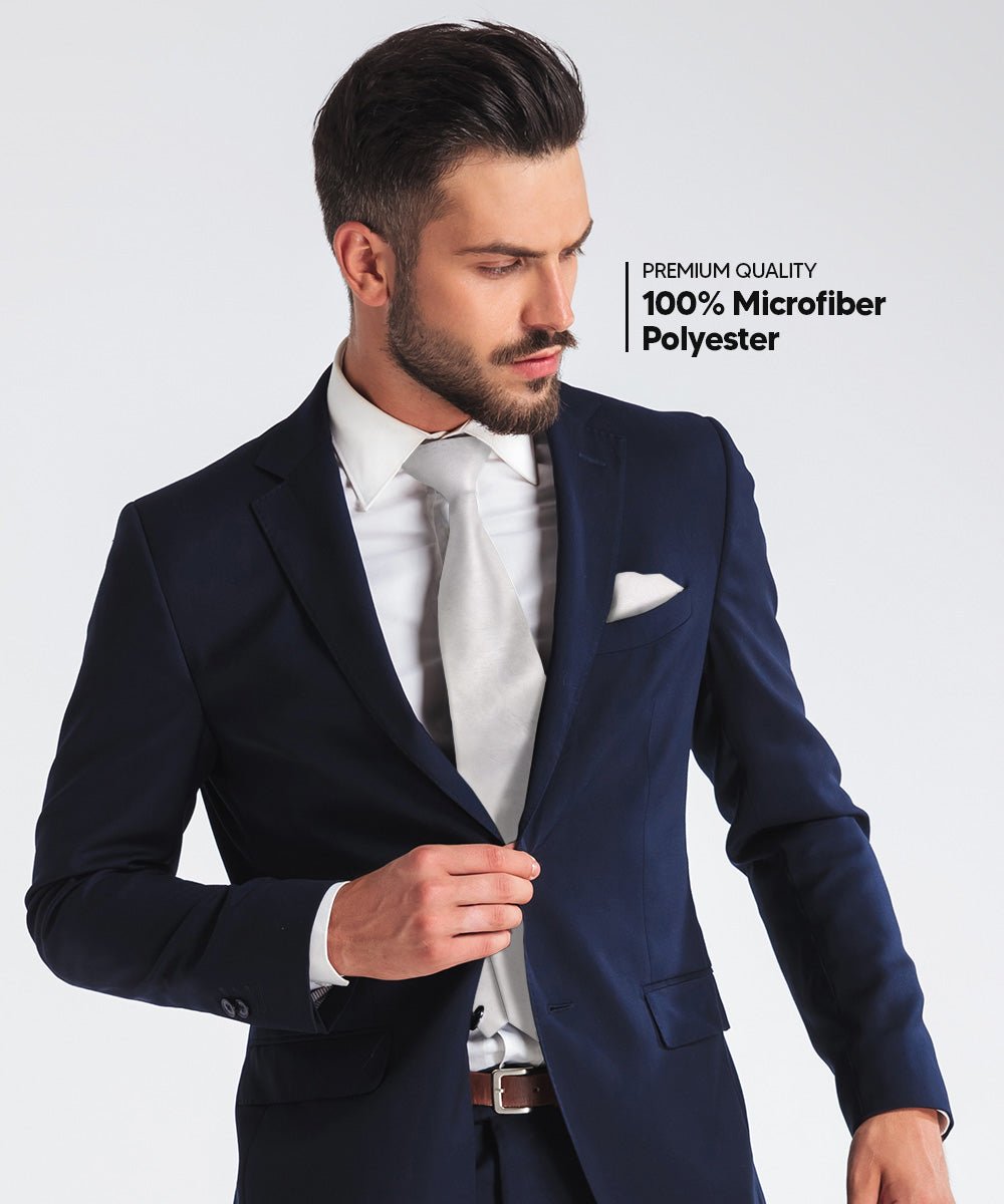 Vittorio Farina Men's Woven Paisley Necktie and Pocket Square (Multipack) - Suits You Sir - White - 