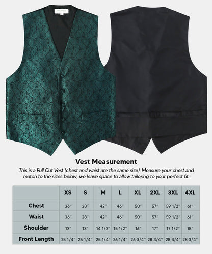 Vittorio Farina Men's Woven Paisley Vest, Necktie, Bow Tie and Pocket Square Set (Black Back) - Suits You Sir - Hunter Green - XS