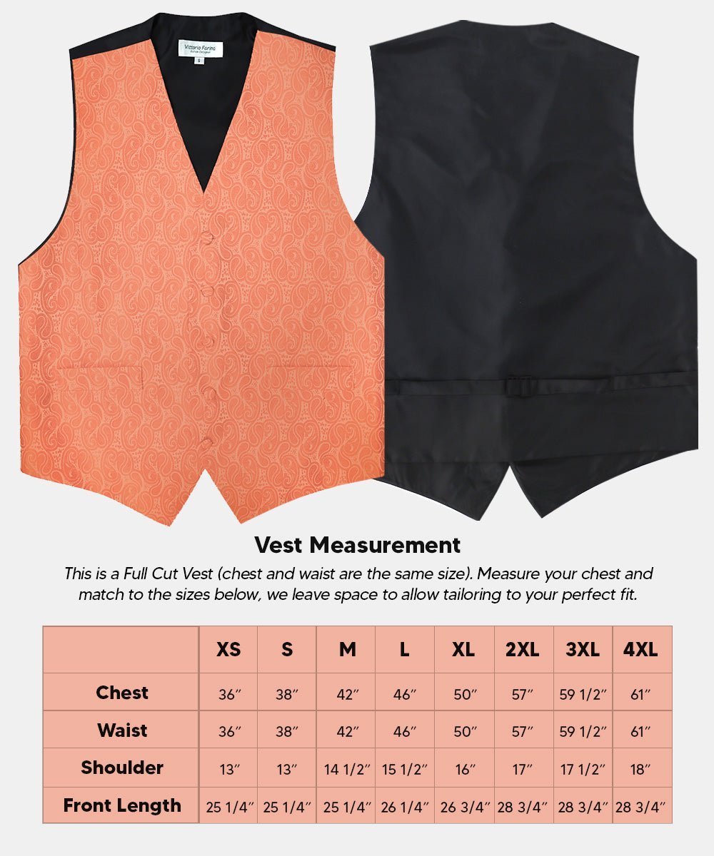Vittorio Farina Men's Woven Paisley Vest, Necktie, Bow Tie and Pocket Square Set (Black Back) - Suits You Sir - Rose Gold - XS