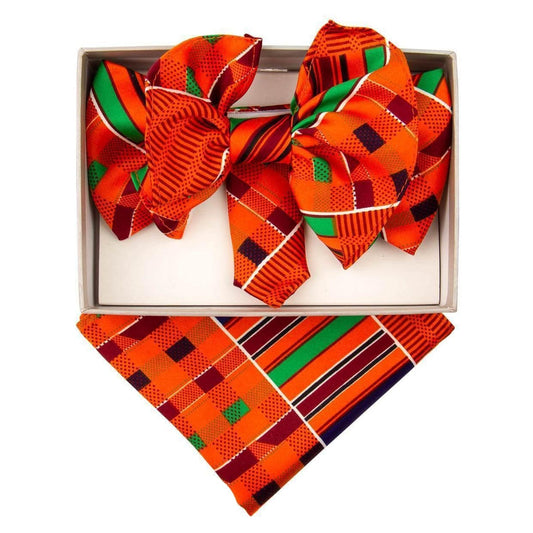 Vittorio Farina Men's XL Kente Bow Tie & Pocket Square in Gift Box - Suits You Sir - Camouflage - 