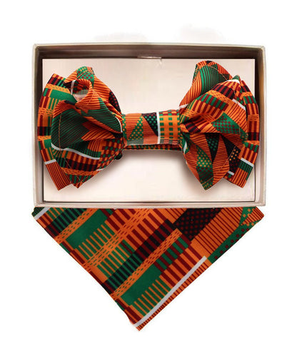 Vittorio Farina Men's XL Kente Bow Tie & Pocket Square in Gift Box - Suits You Sir - Kente 3 - 