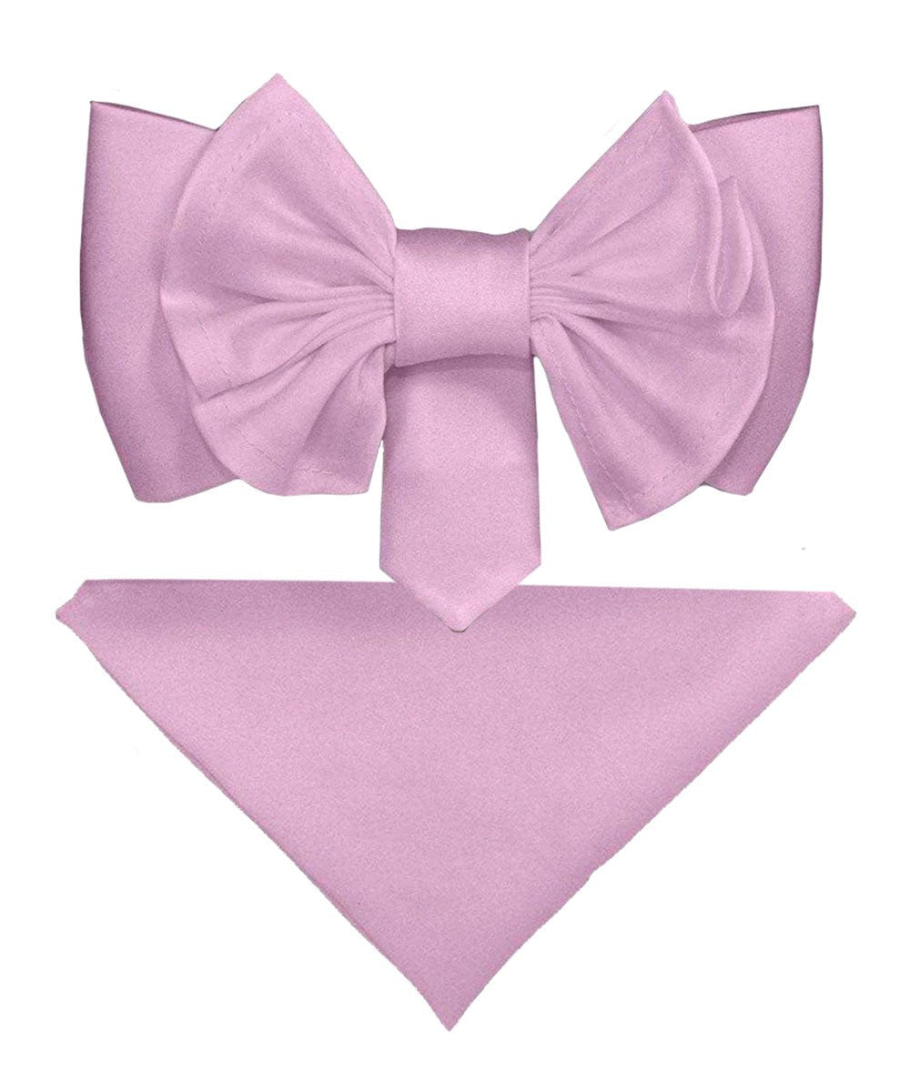 Vittorio Farina Men's XL Solid Satin Bow Tie & Pocket Square in Gift Box - Suits You Sir - Lavender - 