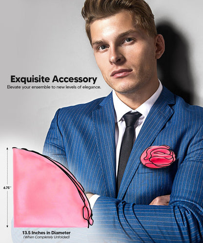 Vittorio Farina Round Satin Pocket Square with Embroidered Piping - Suits You Sir - Amber and Royal - 