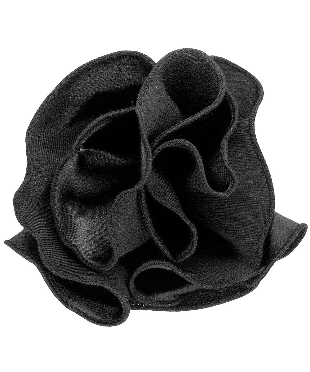 Vittorio Farina Round Satin Pocket Square with Embroidered Piping - Suits You Sir - Black and Black - 