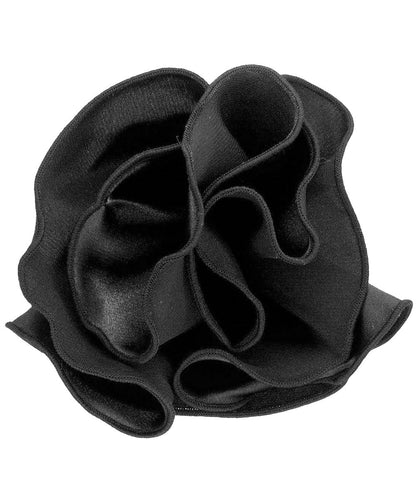 Vittorio Farina Round Satin Pocket Square with Embroidered Piping - Suits You Sir - Black and Black - 