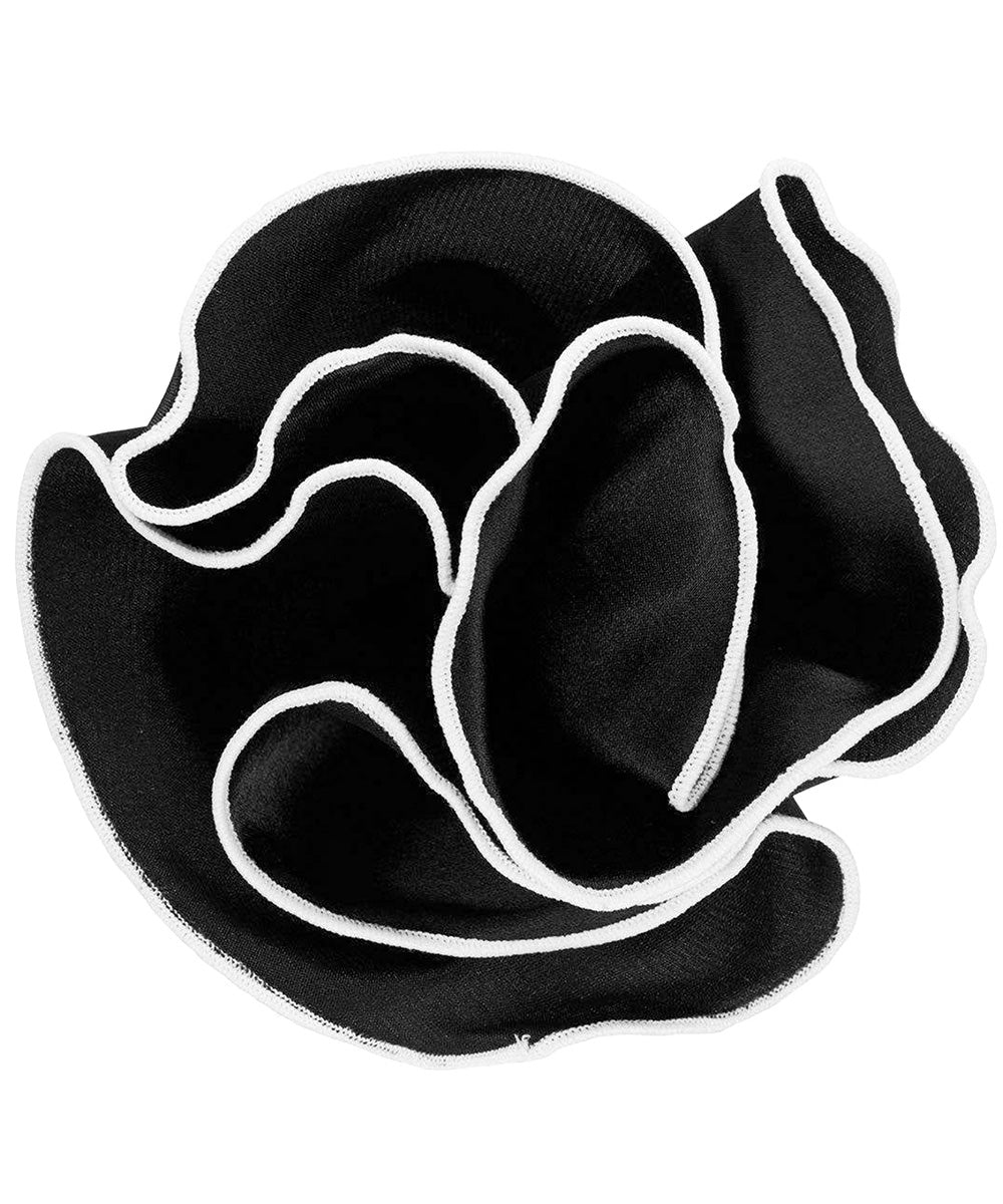 Vittorio Farina Round Satin Pocket Square with Embroidered Piping - Suits You Sir - Black and White - 