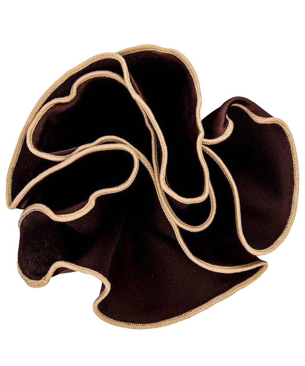 Vittorio Farina Round Satin Pocket Square with Embroidered Piping - Suits You Sir - Brown and Tan - 