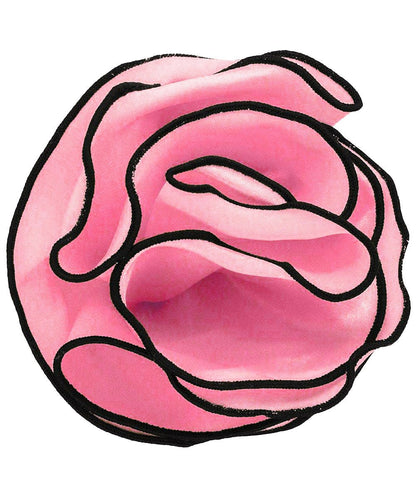 Vittorio Farina Round Satin Pocket Square with Embroidered Piping - Suits You Sir - Bubblegum Pink and Black - 