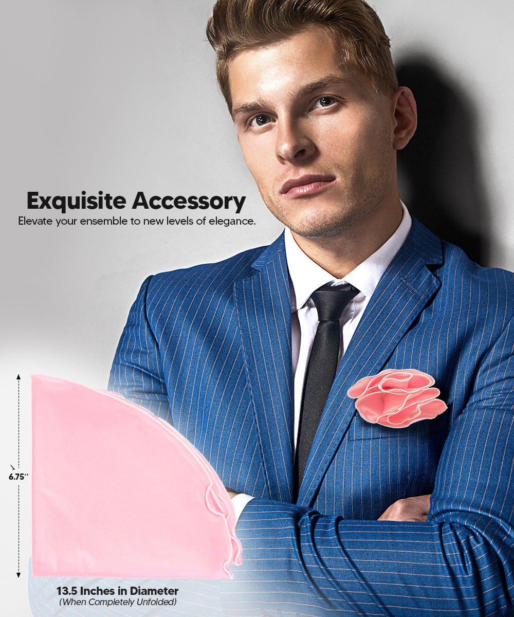 Vittorio Farina Round Satin Pocket Square with Embroidered Piping - Suits You Sir - Pink and White - 