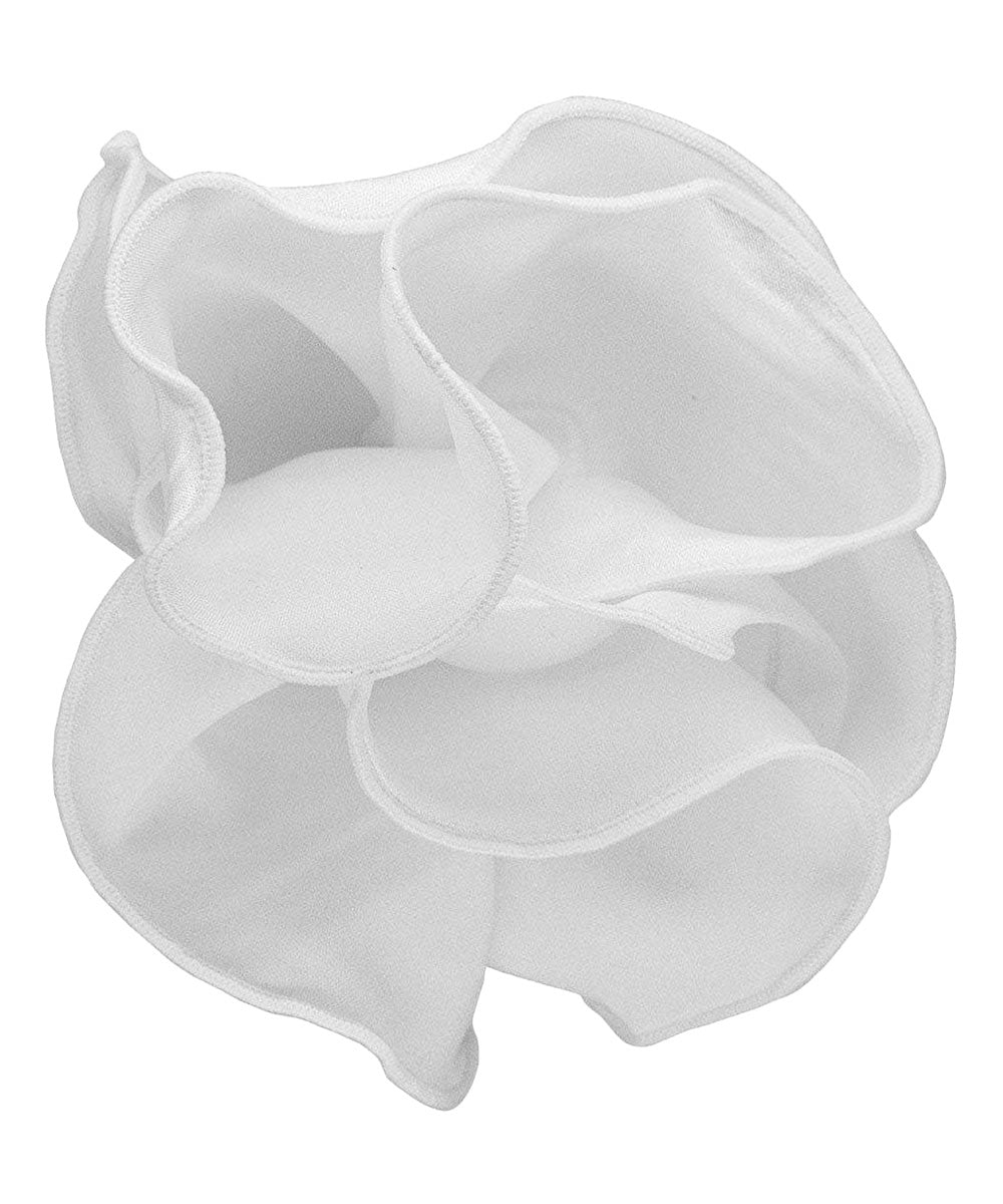 Vittorio Farina Round Satin Pocket Square with Embroidered Piping - Suits You Sir - White and White - 