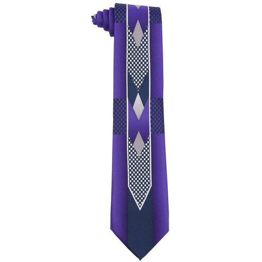 Vittorio Farina Tuxedo Design Satin Necktie & Pocket Square - Suits You Sir - Purple - 