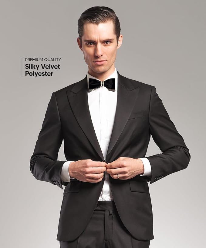 Vittorio Farina Velvet Bow Tie in Gift Box - Suits You Sir - Black - 