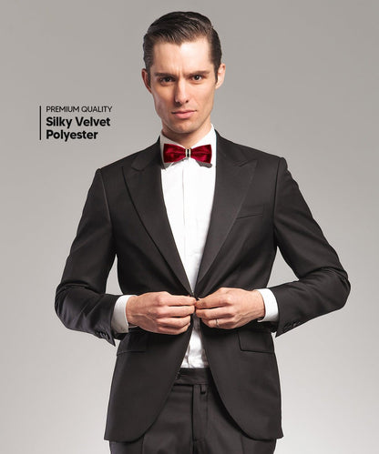 Vittorio Farina Velvet Bow Tie in Gift Box - Suits You Sir - Burgundy - 