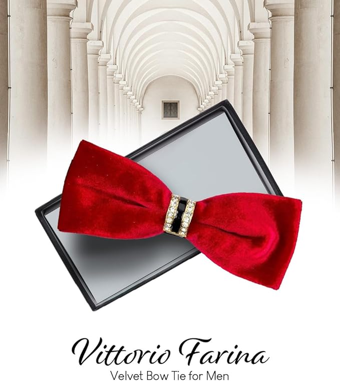 Vittorio Farina Velvet Bow Tie in Gift Box - Suits You Sir - Red - 