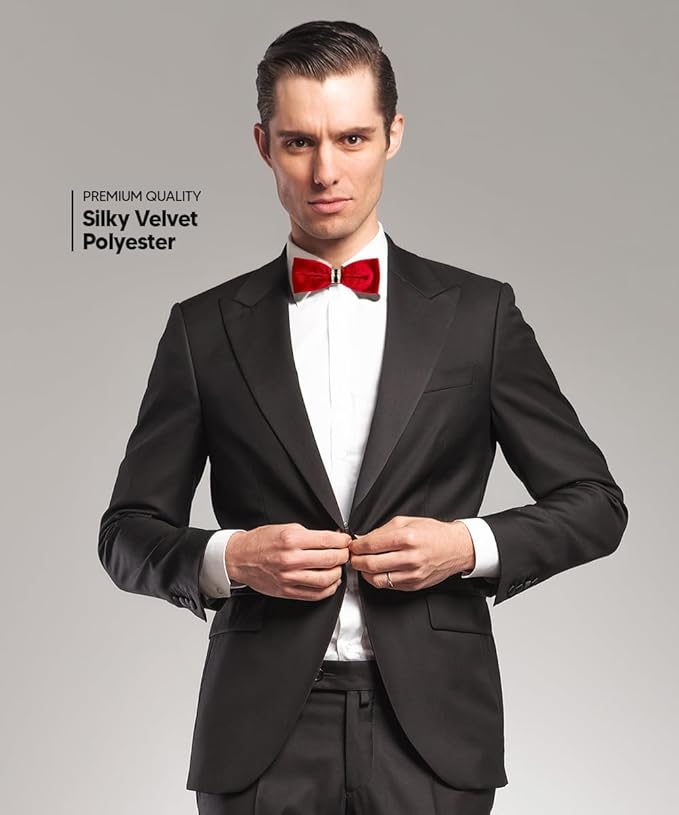 Vittorio Farina Velvet Bow Tie in Gift Box - Suits You Sir - Red - 