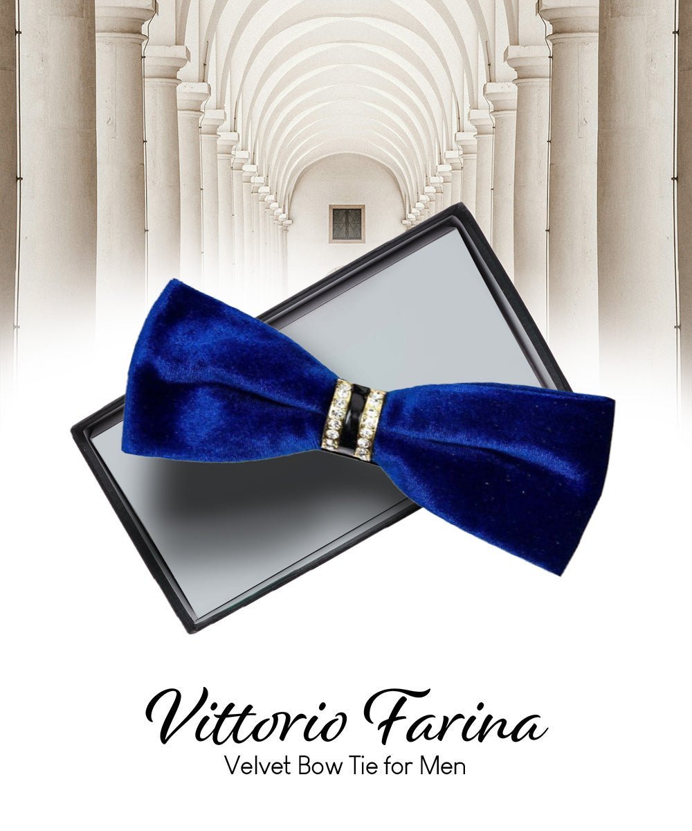Vittorio Farina Velvet Bow Tie in Gift Box - Suits You Sir - Royal Blue - 