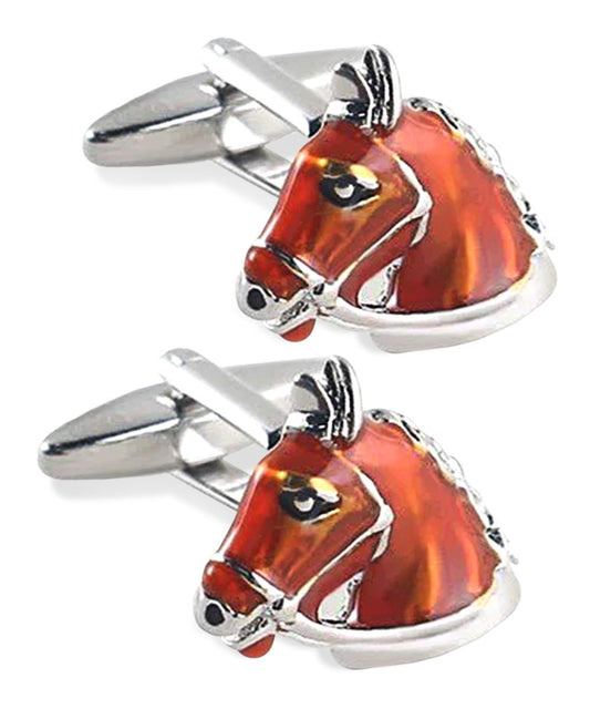 Vittorio Vico Animal Themed Cufflinks in Gift Box: CL36XX Series - Suits You Sir - Brown Horse Head - 