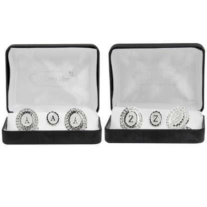 Vittorio Vico Bling Initial Cufflinks & Tie Tack Set in Gift Box - Suits You Sir - Gold - A