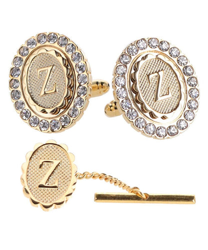 Vittorio Vico Bling Initial Cufflinks & Tie Tack Set in Gift Box - Suits You Sir - Gold - Z