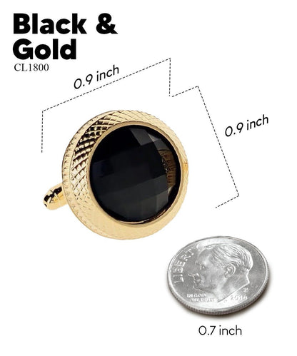 Vittorio Vico Button Colorstone Cufflinks: CL18XX Series - Suits You Sir - Black and Gold - 