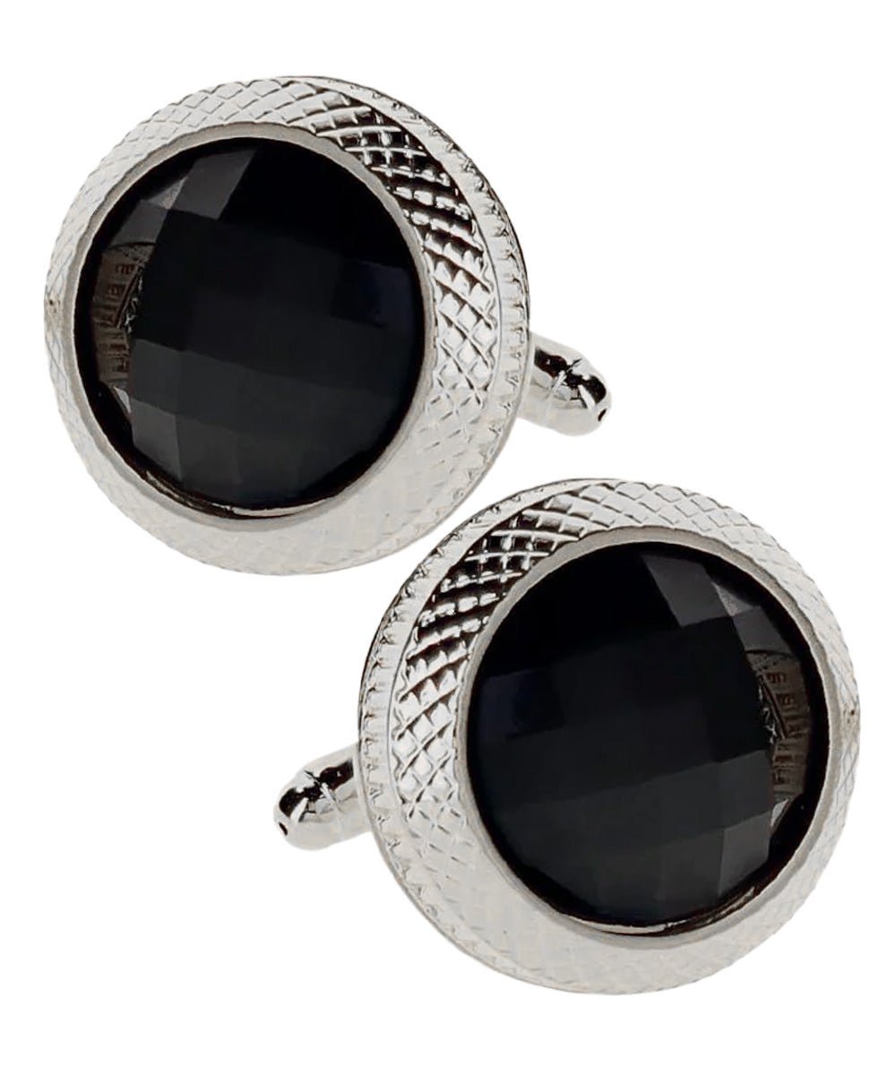 Vittorio Vico Button Colorstone Cufflinks: CL18XX Series - Suits You Sir - Black and Silver - 