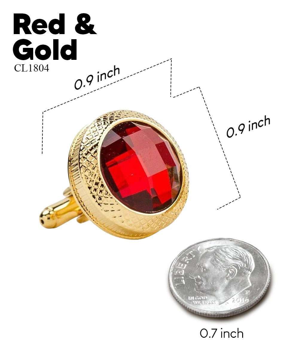 Vittorio Vico Button Colorstone Cufflinks: CL18XX Series - Suits You Sir - Red and Gold - 