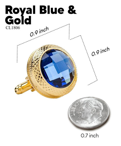 Vittorio Vico Button Colorstone Cufflinks: CL18XX Series - Suits You Sir - Royal Blue and Gold - 