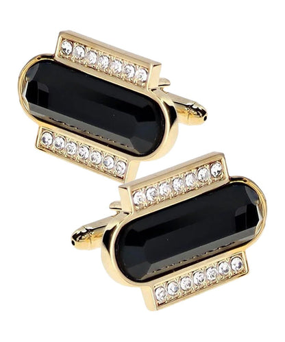 Vittorio Vico Capsule Colorstone Cufflinks: CL17XX Series - Suits You Sir - Black and Gold - 