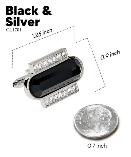 Vittorio Vico Capsule Colorstone Cufflinks: CL17XX Series - Suits You Sir - Black and Silver - 