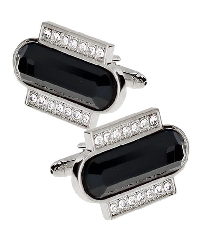 Vittorio Vico Capsule Colorstone Cufflinks: CL17XX Series - Suits You Sir - Black and Silver - 