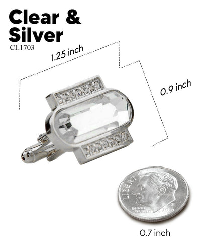 Vittorio Vico Capsule Colorstone Cufflinks: CL17XX Series - Suits You Sir - Clear and Silver - 