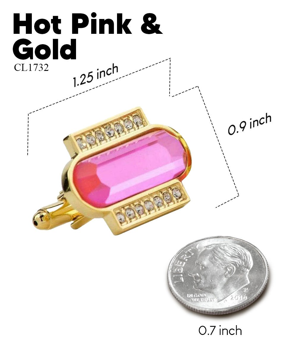 Vittorio Vico Capsule Colorstone Cufflinks: CL17XX Series - Suits You Sir - Hot Pink and Gold - 