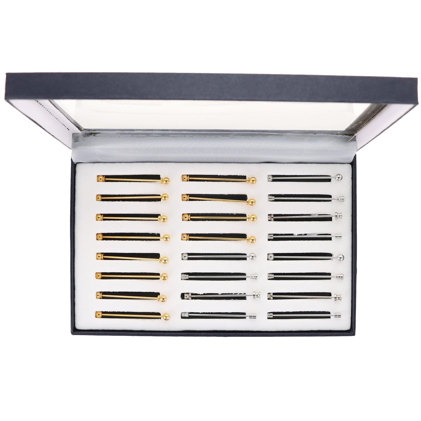 Vittorio Vico Collar Bars in Presentation Box: 24 Pack - Suits You Sir - Gold and Silver - Screw